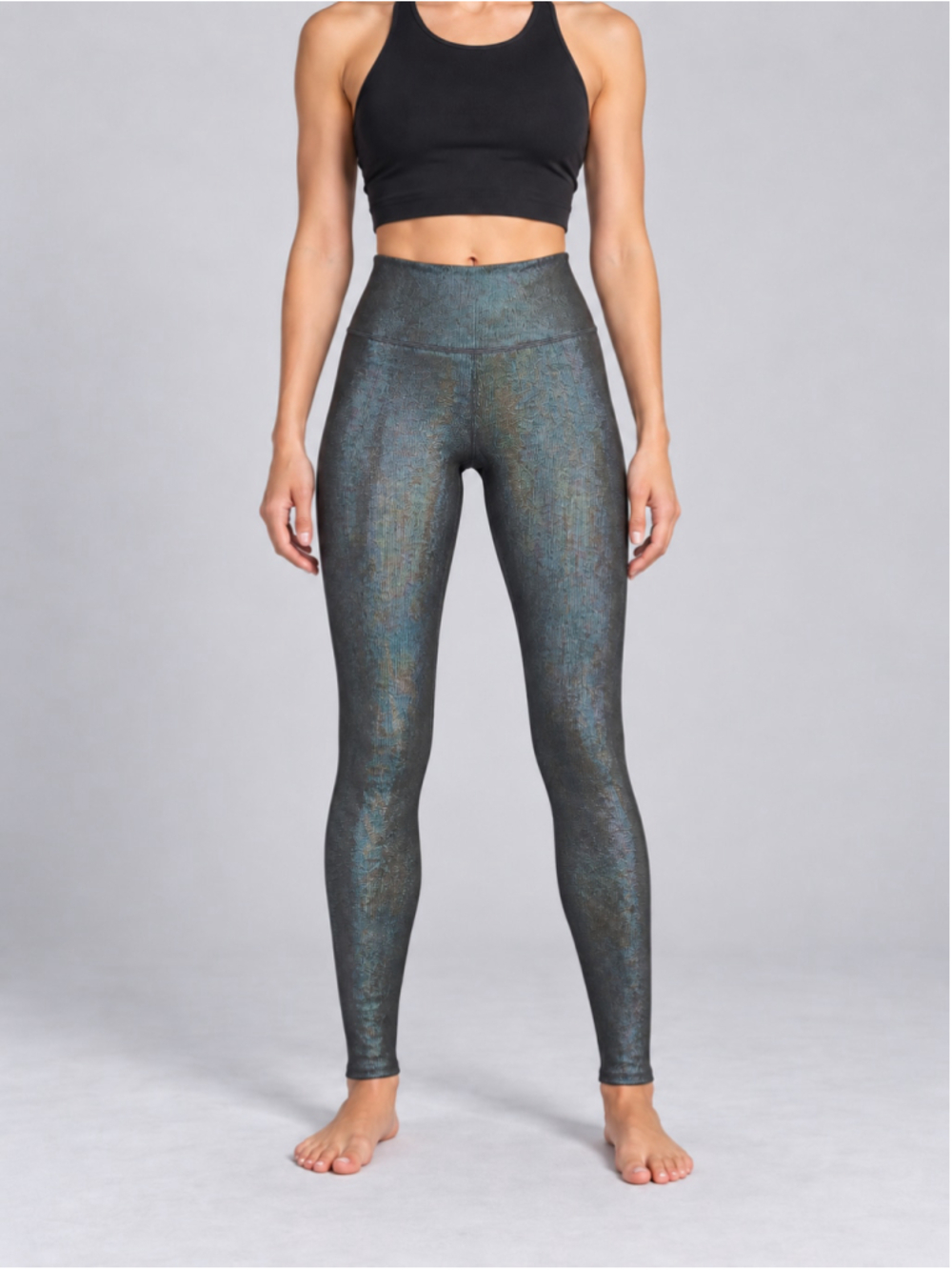 Alo Yoga Alosoft Ribbed Shimmer Leggings Dark Grey Iridescent XXS